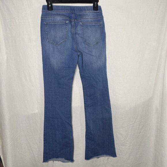 CELLO Jeans Pull On Low Rise Flared Distressed Frayed Hem Light Wash Womens M - Picture 2 of 10